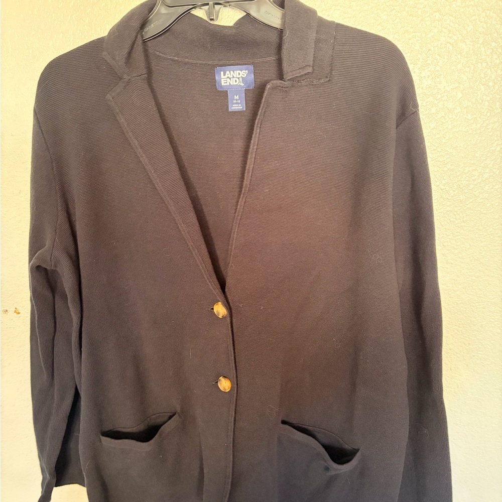 Lands' End Women's Dark Blazer with Gold Buttons
